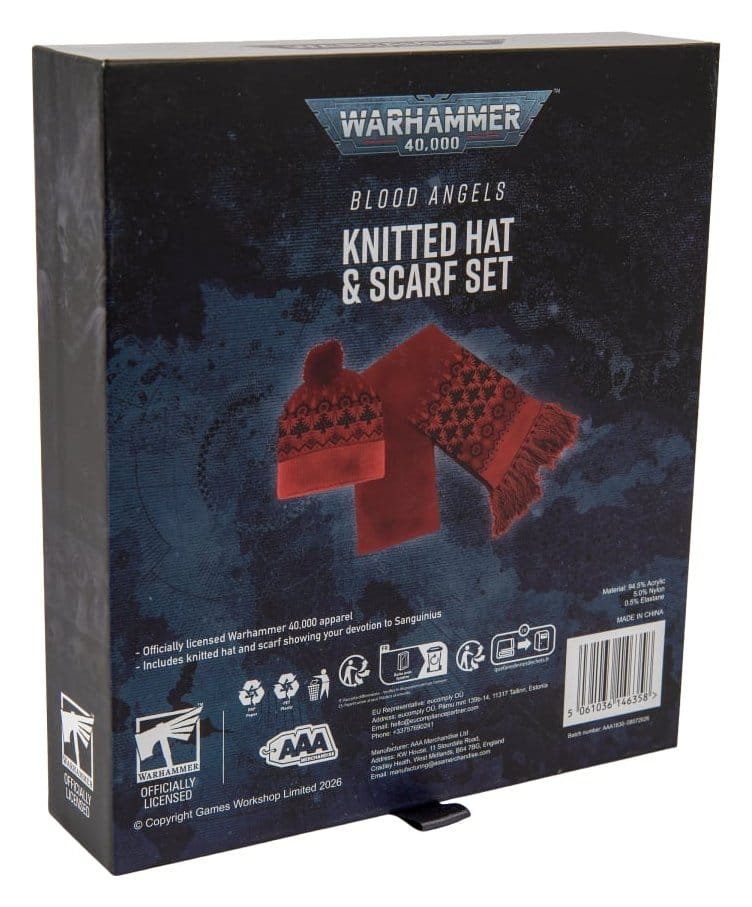 Warhammer 40,000 ensemble bonnet et écharpe tricotés Blood Angels 27 cm