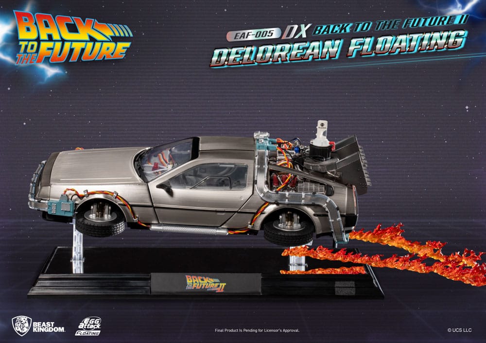 Back to the Future Statuette Egg Attack Floating Back to the Future II DeLorean Deluxe Version heo EU Exclusive 20 cm