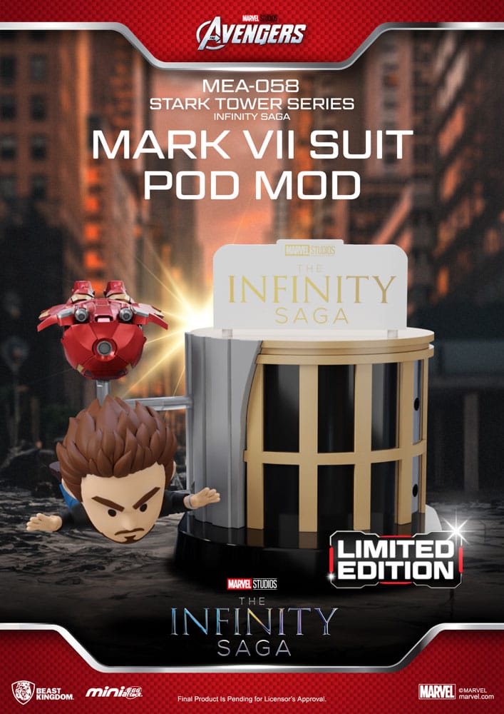 Marvel figurine Mini Egg Attack The Infinity Saga Stark Tower series Tony Stark & Mark VII suit pod mod 12 cm