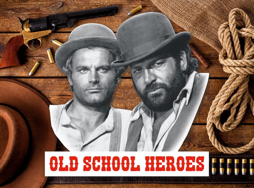 Bud Spencer & Terence Hill panneau métal 3D Old School Heroes 45 x 45 cm