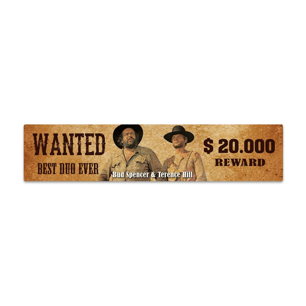 Bud Spencer & Terence Hill panneau métal avec aimant Wanted 16 x 3,5 cm