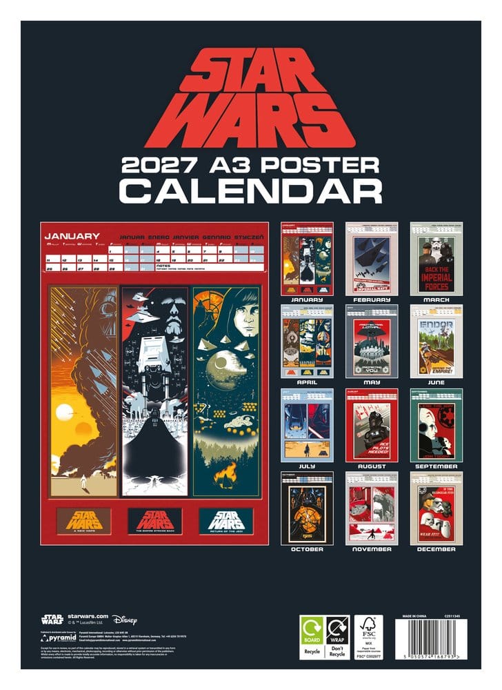 Star Wars calendrier poster A3 2027