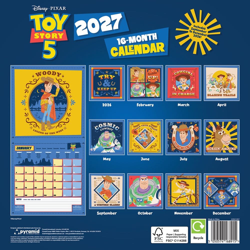 Toy Story calendrier 2027 30 x 30 cm