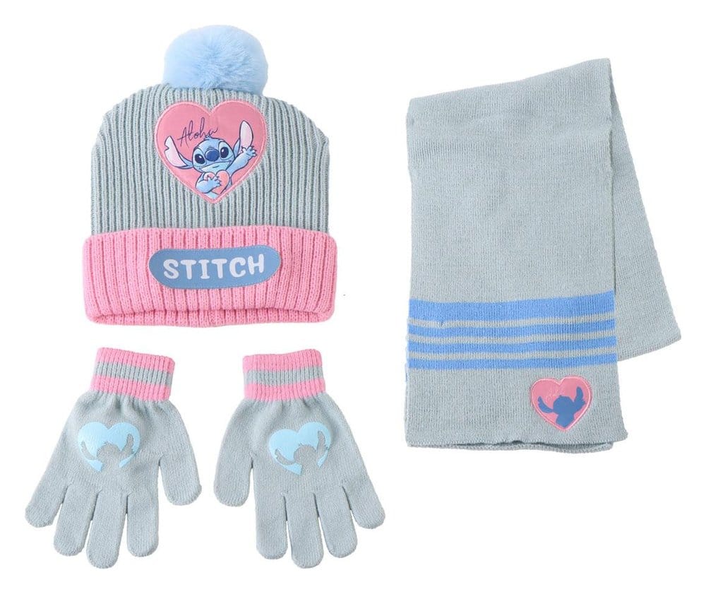 Lilo & Stitch set de 3 bonnet, écharpe & gants