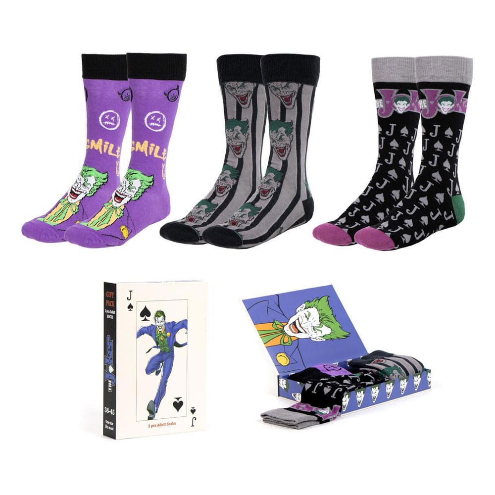 DC Comics pack 3 paires de chaussettes Joker 38-45