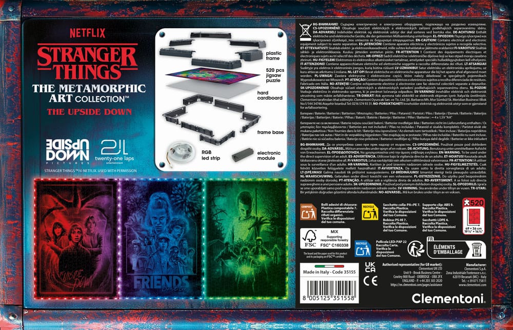 Stranger Things Metamorphic Art Collection puzzle avec effet lumineux The Upside (520 pièces)