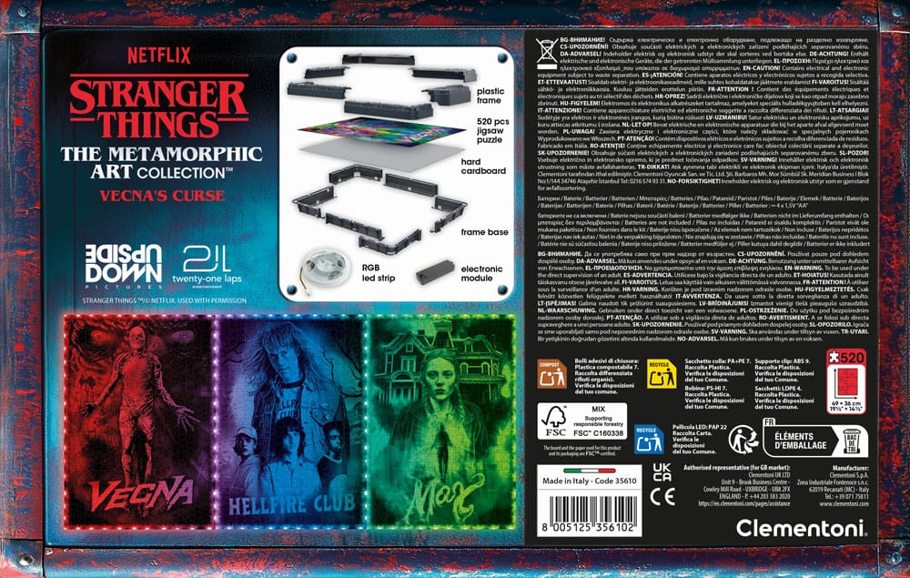 Stranger Things Metamorphic Art Collection puzzle avec effet lumineux Vecna (520 pièces)