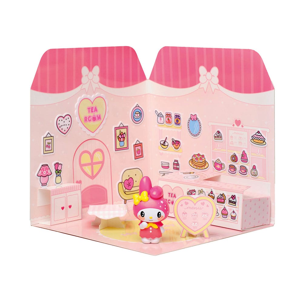 Hello Kitty and Friends Mini Figurine Maison des autocollants My Melody Tea Room