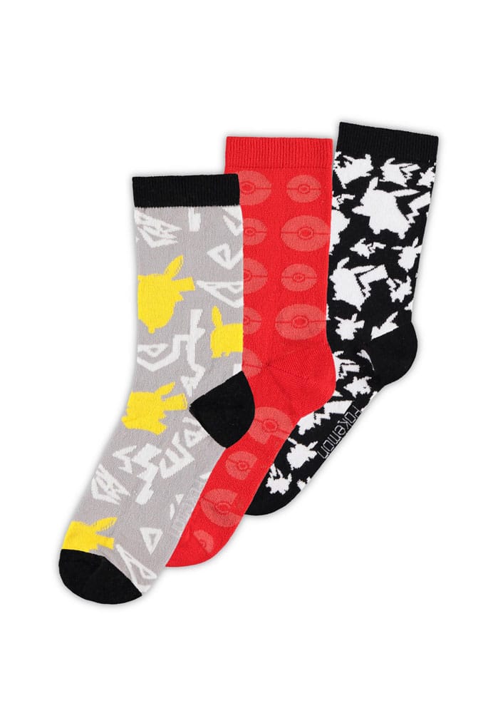 Pokemon pack 3 paires de chaussettes Crew 39-42