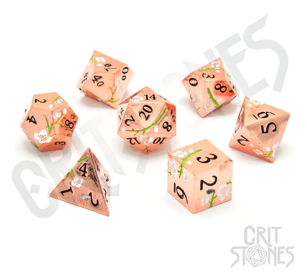 CritStones Metal pack dés Pink Blossom (7)