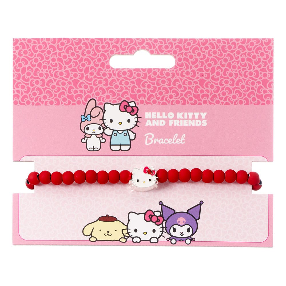Hello Kitty bracelet perles rouges avec breloque Hello Kitty 21 cm