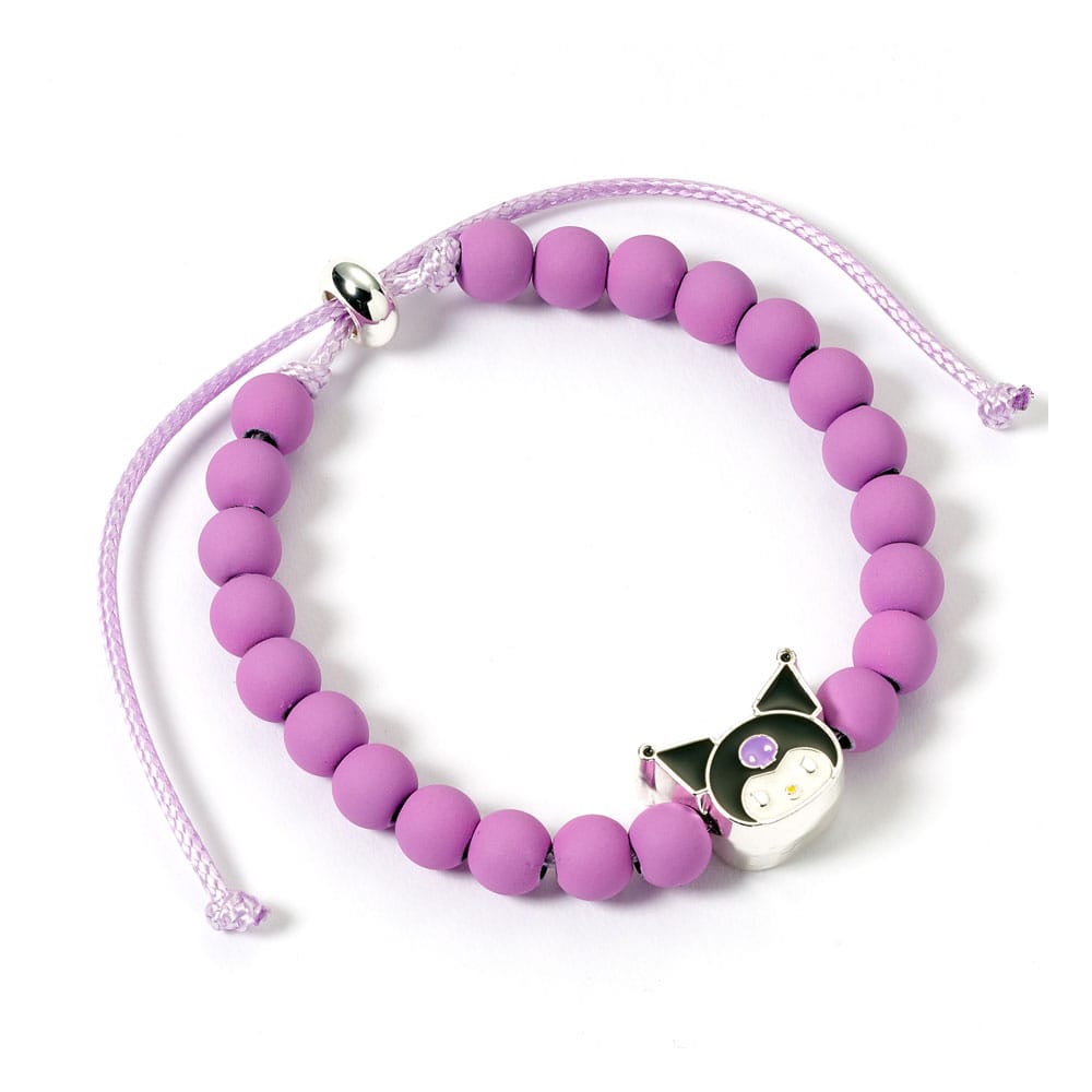 Hello Kitty bracelet perles violettes avec breloque Kuromi 21 cm