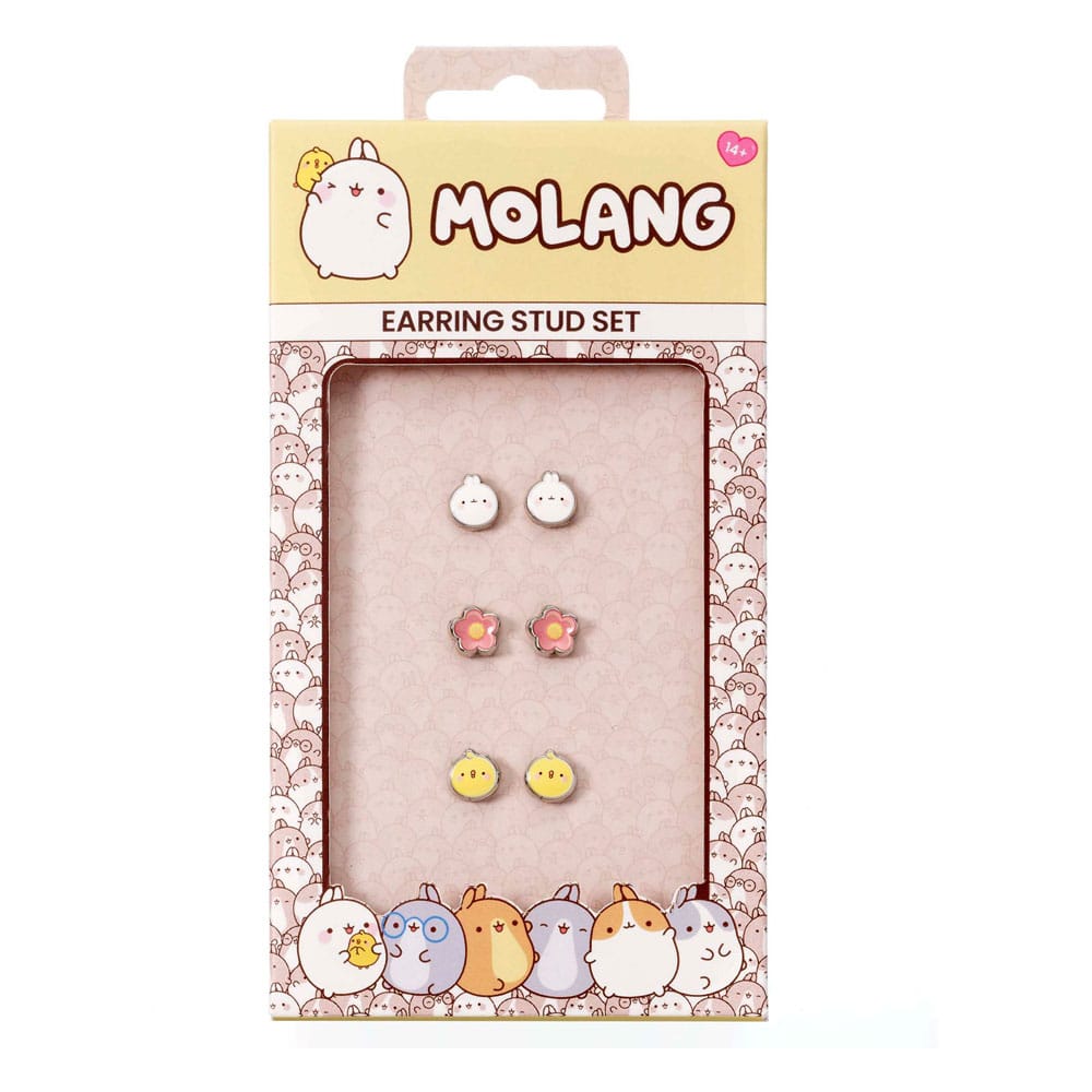 Molang pack 3 boucles d´oreilles Stud Molang and Piu Piu