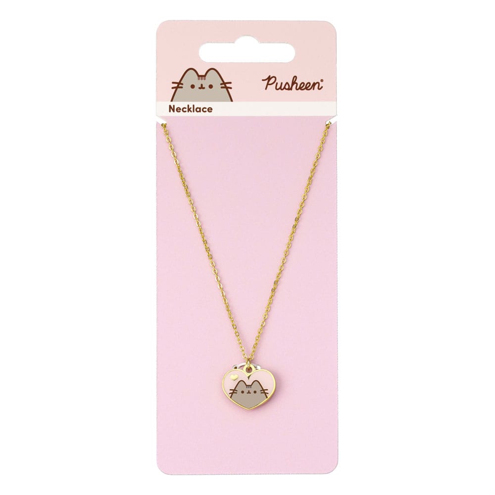Pusheen pendentif et collier argent Pink and Gold Heart