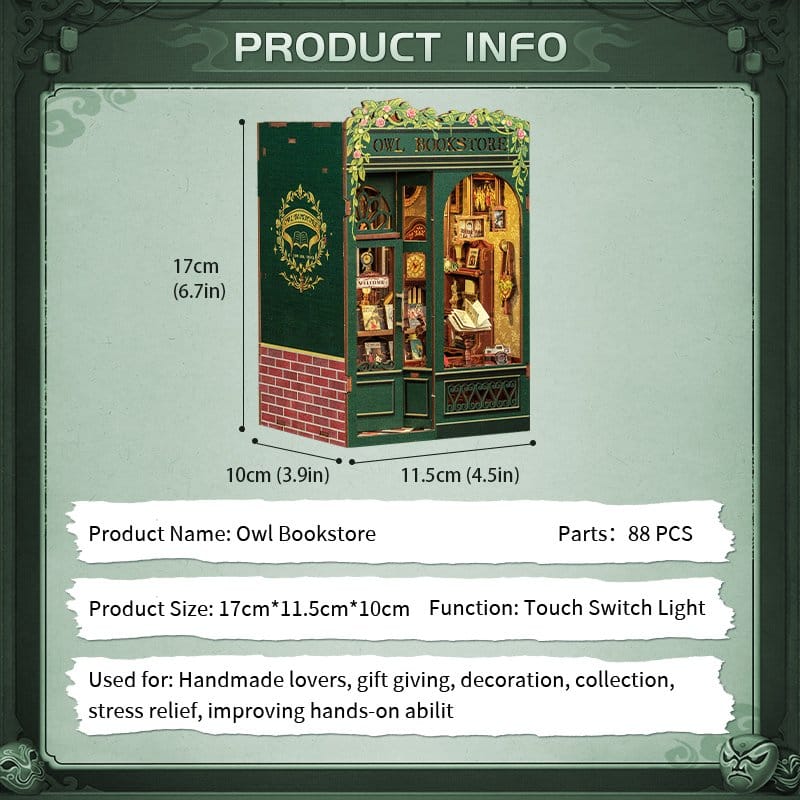 Maquette Book Nook Owl Bookstore 17 x 12 cm