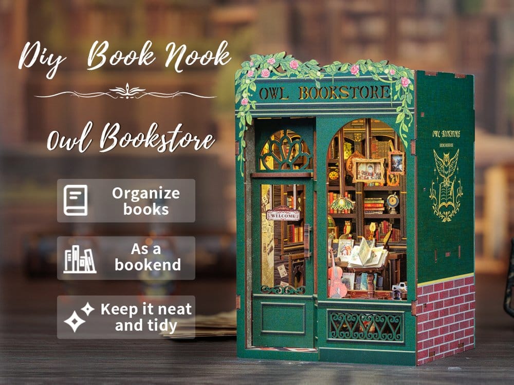 Maquette Book Nook Owl Bookstore 17 x 12 cm