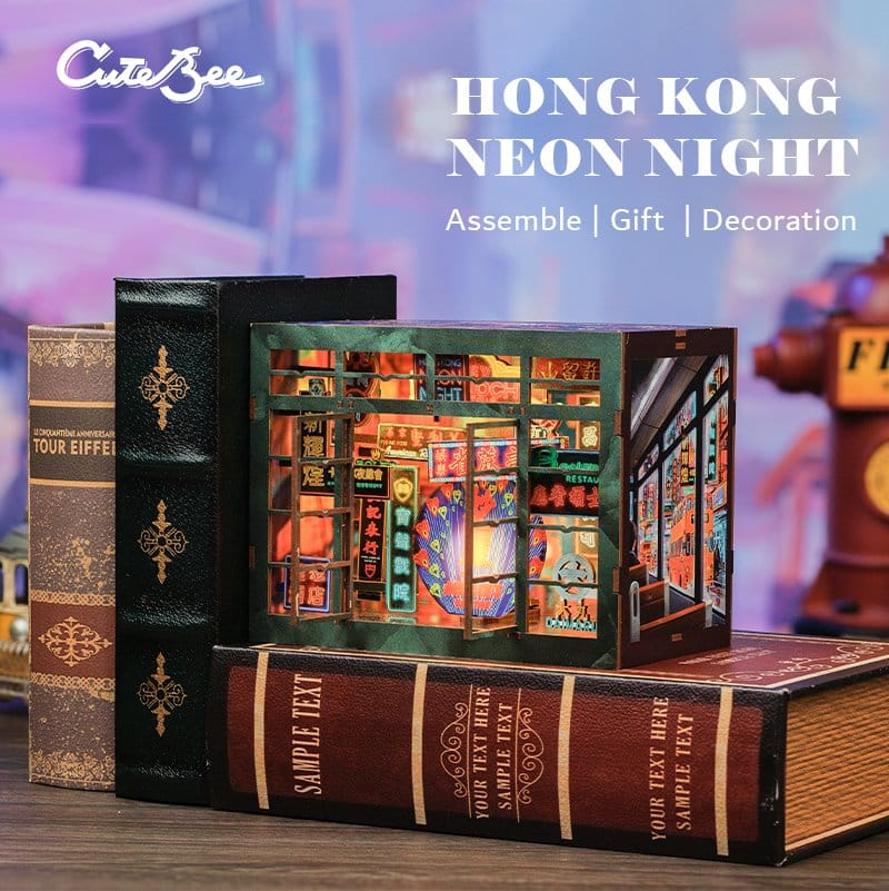 Maquette Book Nook Hong Kong Neon Light 13 x 17 cm