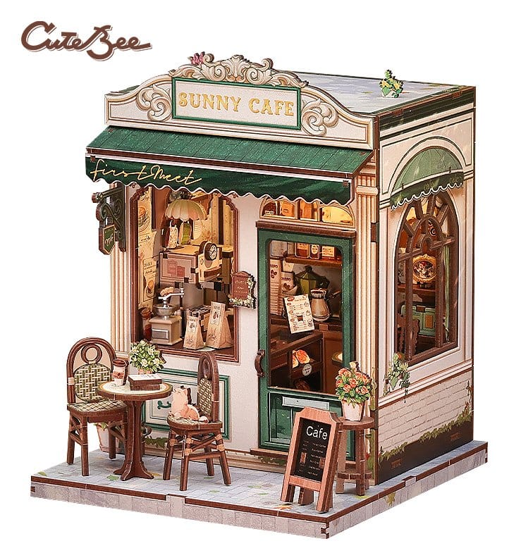 Figurine Model Kit Miniature House Sunny Cafe 20 x 16 cm