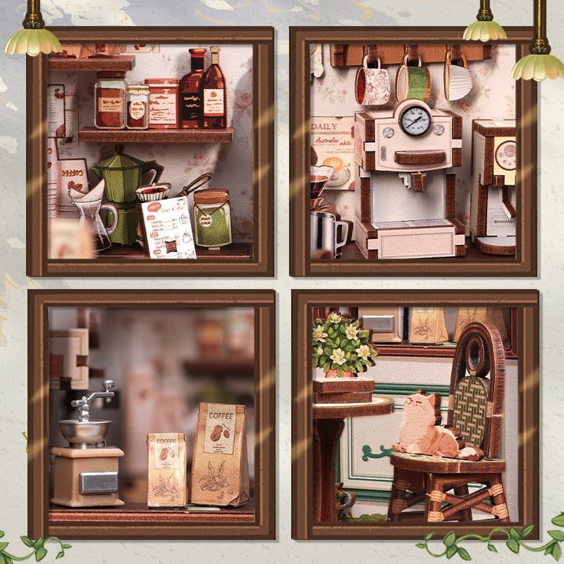 Figurine Model Kit Miniature House Sunny Cafe 20 x 16 cm
