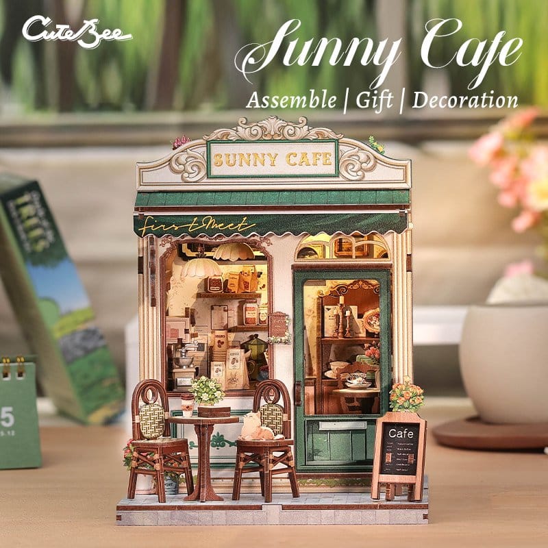 Figurine Model Kit Miniature House Sunny Cafe 20 x 16 cm