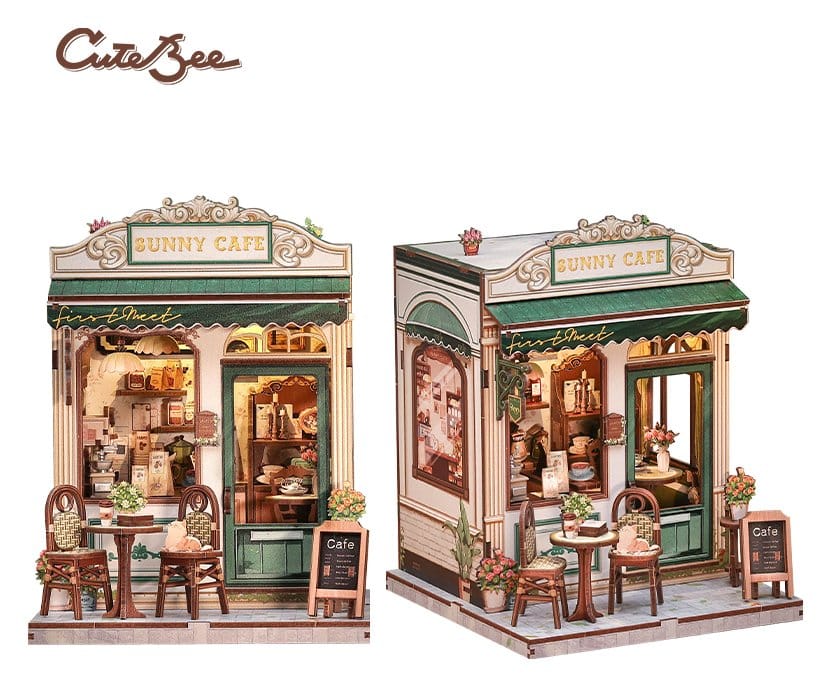 Figurine Model Kit Miniature House Sunny Cafe 20 x 16 cm