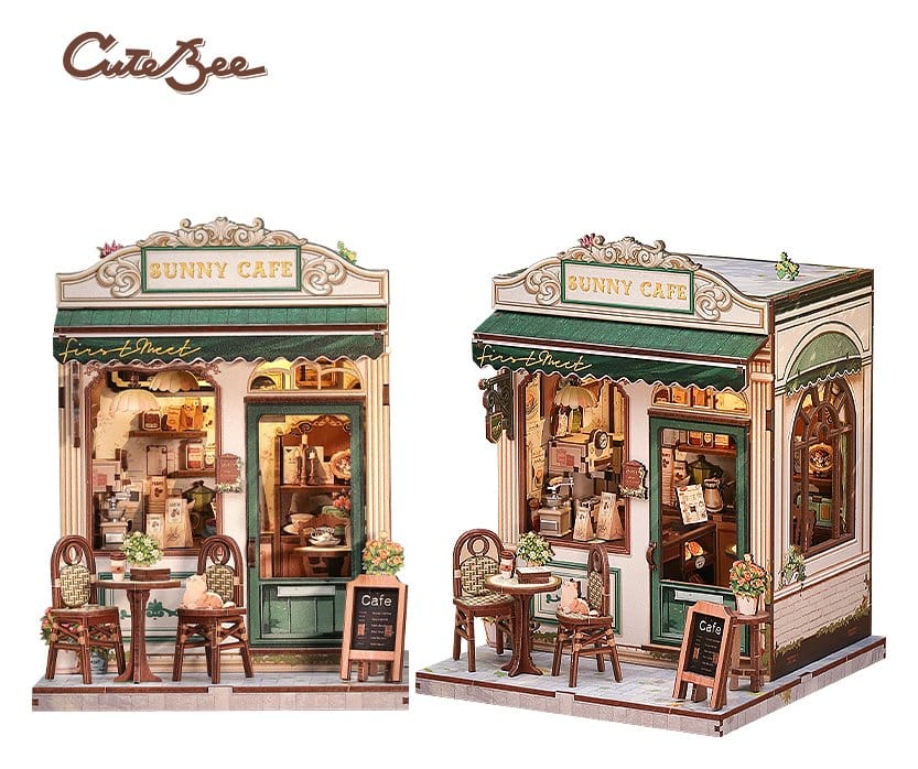 Figurine Model Kit Miniature House Sunny Cafe 20 x 16 cm