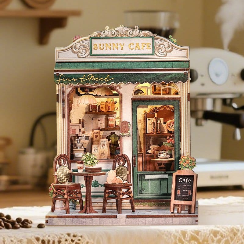 Figurine Model Kit Miniature House Sunny Cafe 20 x 16 cm