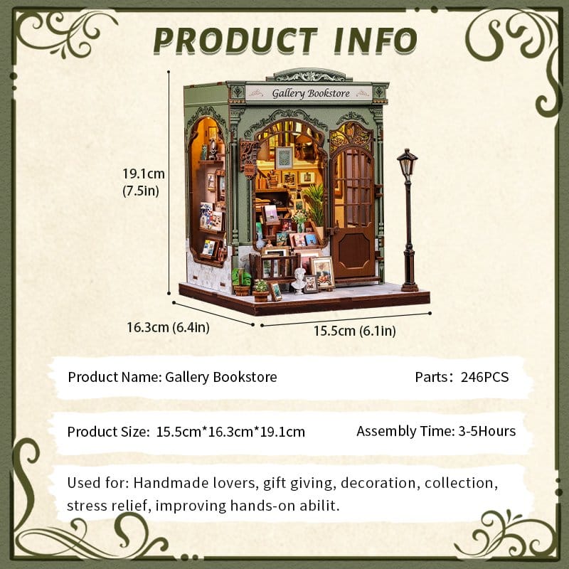 Figurine Model Kit Miniature House Gallery Bookstore 20 x 16 cm