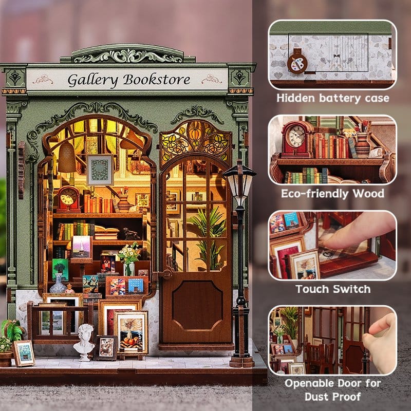 Figurine Model Kit Miniature House Gallery Bookstore 20 x 16 cm