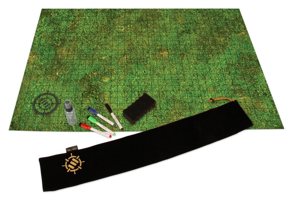 Enhance Tabletop Kit de campagne de tapis quadrillé DnD vert