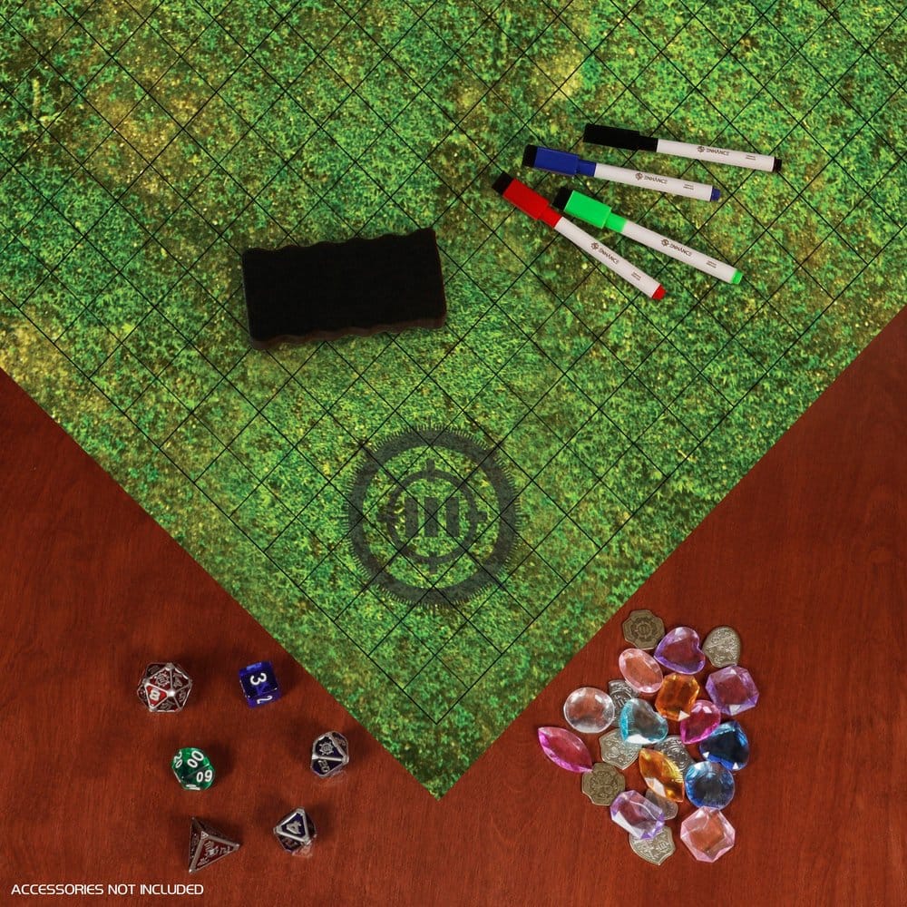 Enhance Tabletop Kit de campagne de tapis quadrillé DnD vert