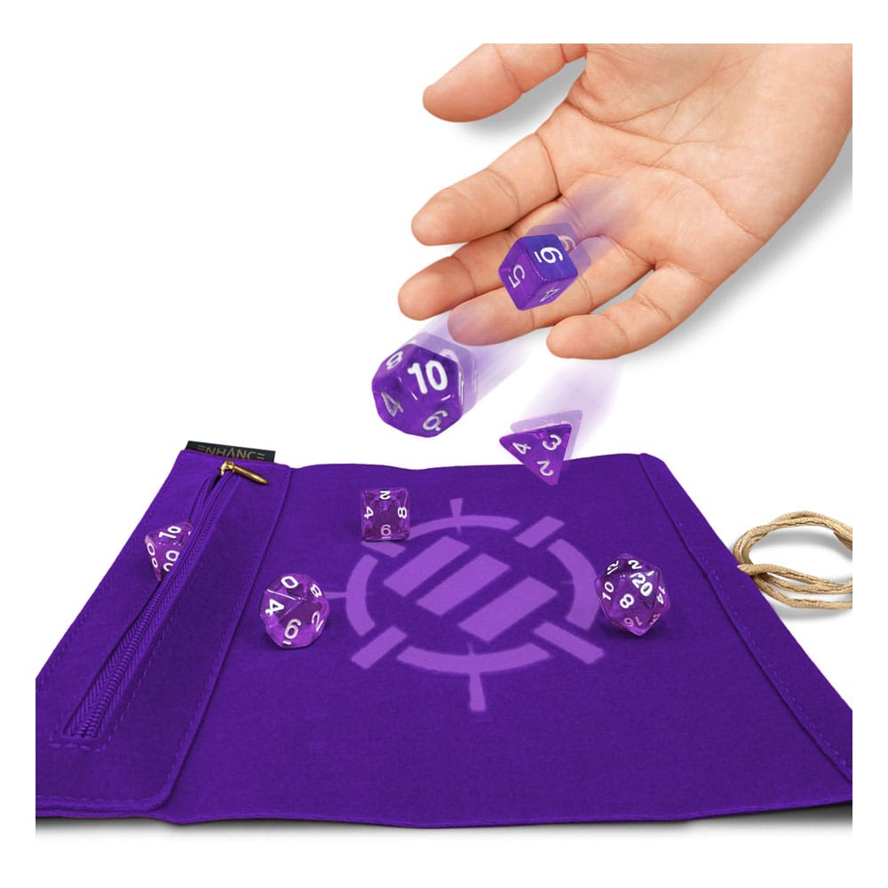 Enhance Tabletop Roll on a Scroll Sac avec dés Pourpre