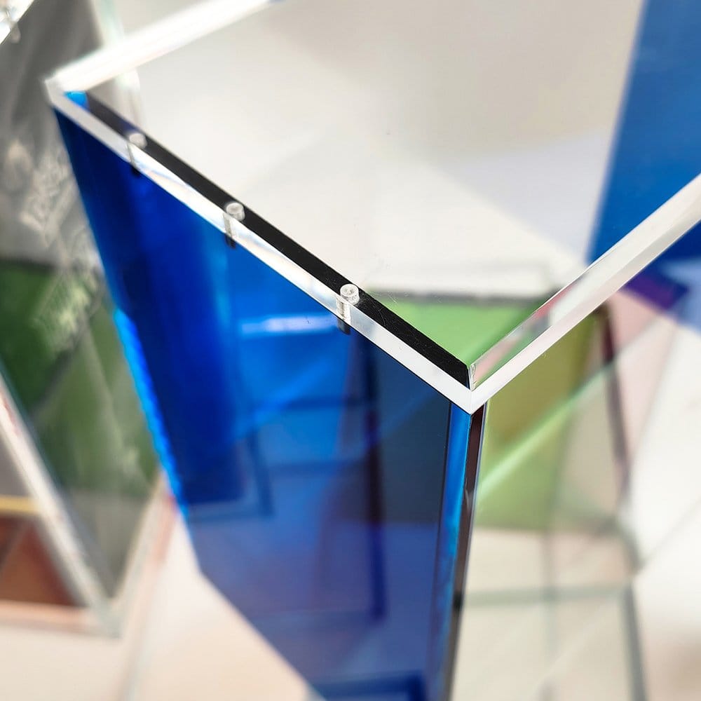 Evoretro Présentoir Magnétique en Acrylique pour ETB avec Côtés Colorés - Bleu