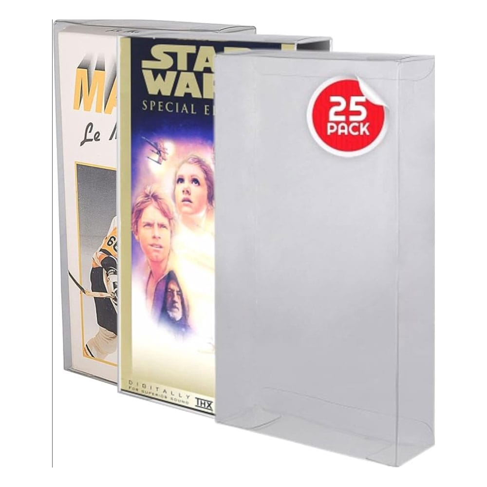 Pack 25 boîtes de protection en PET pour Cassettes VHS