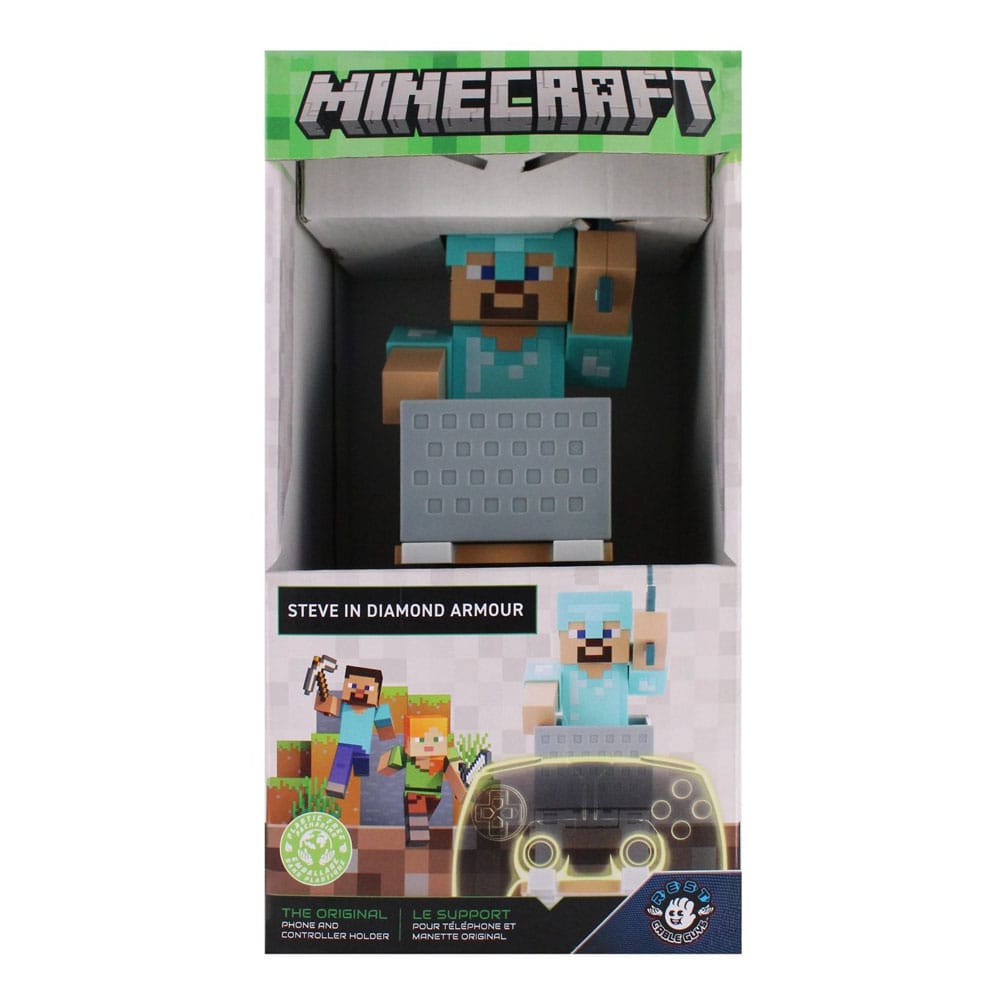 Minecraft Steve in Diamond Armour Cable Guys support de manette et support de téléphone 22cm
