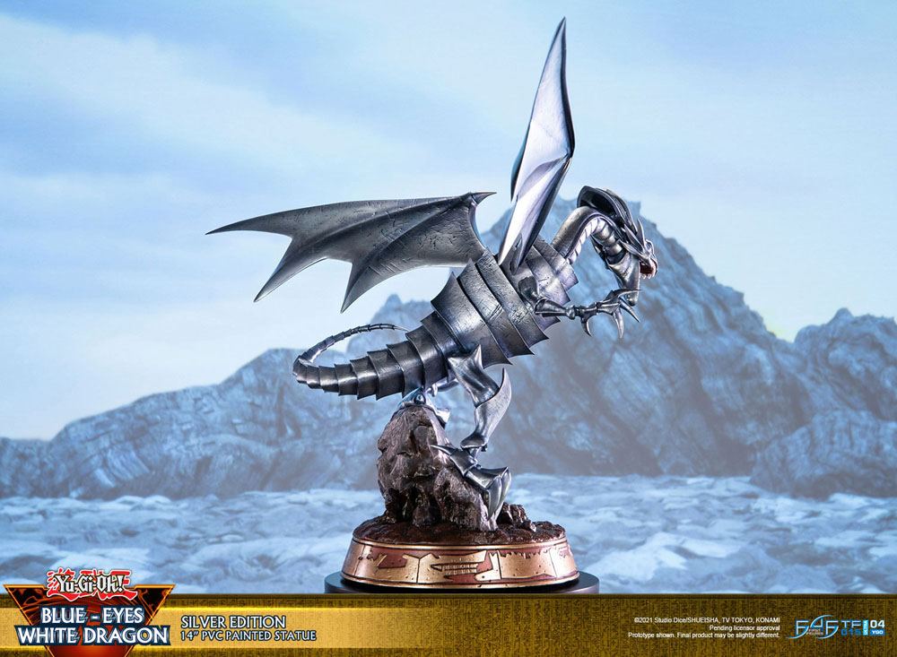 Yu-Gi-Oh! statuette PVC Blue-Eyes White Dragon Silver Edition 35 cm