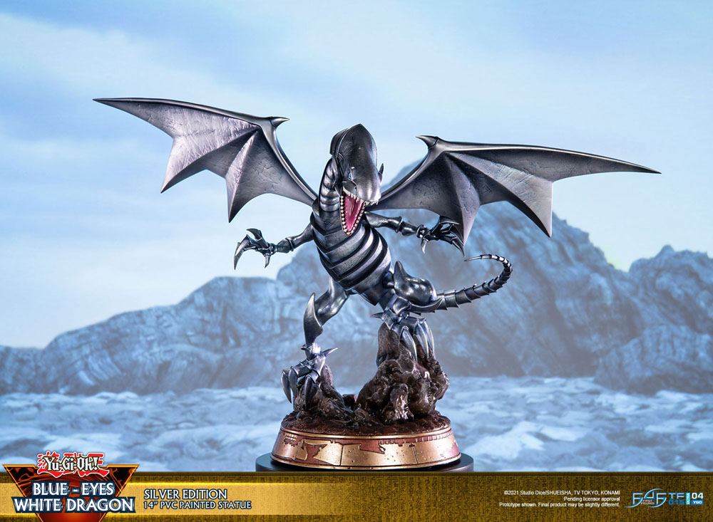Yu-Gi-Oh! statuette PVC Blue-Eyes White Dragon Silver Edition 35 cm