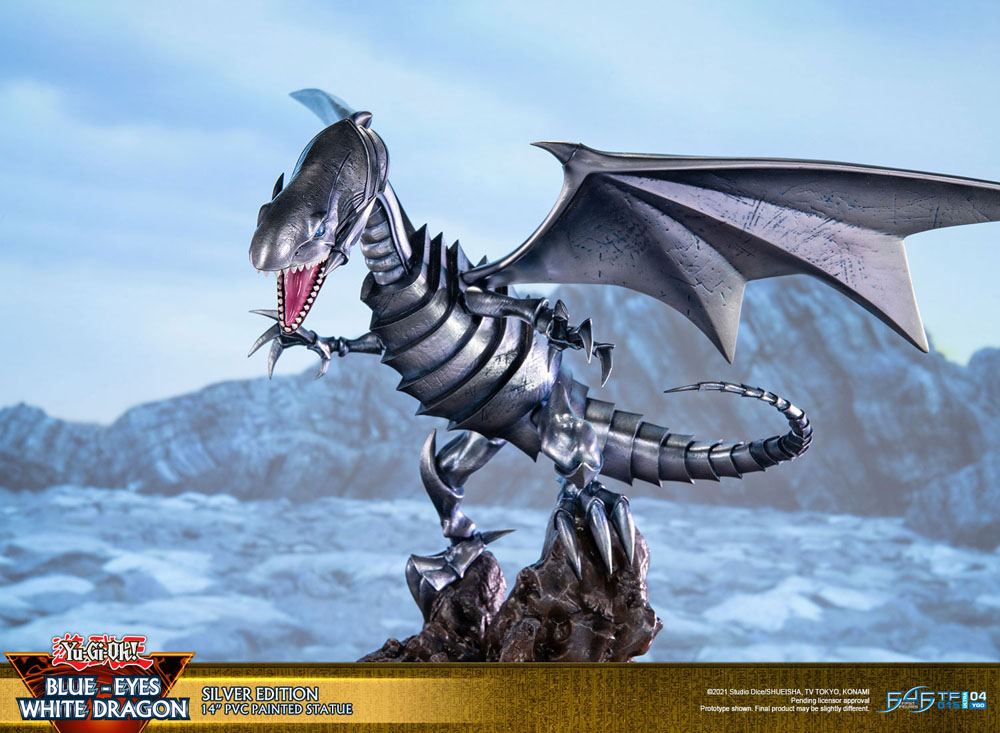 Yu-Gi-Oh! statuette PVC Blue-Eyes White Dragon Silver Edition 35 cm