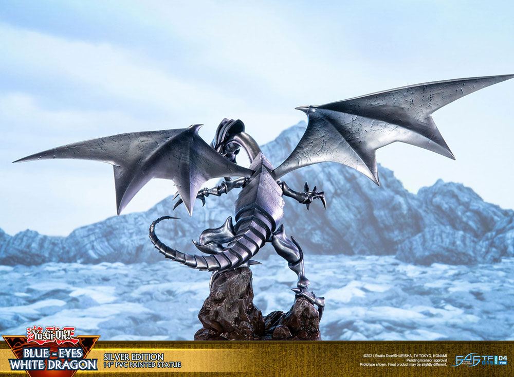 Yu-Gi-Oh! statuette PVC Blue-Eyes White Dragon Silver Edition 35 cm
