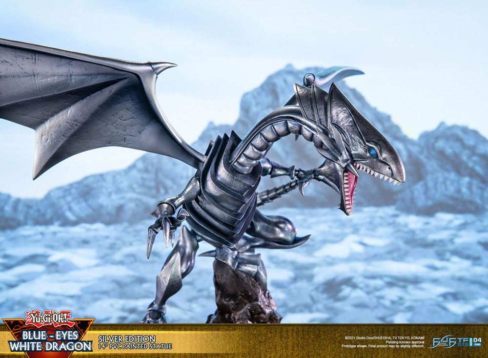Yu-Gi-Oh! statuette PVC Blue-Eyes White Dragon Silver Edition 35 cm