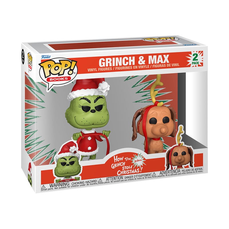 The Grinch(Anniversary) pack 2 POP! Books Vinyl figurines Grinch w/ Max 9 cm