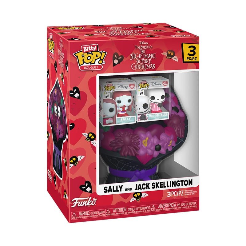 L´etrange Noël de Mr. Jack pack 2 figurines Bitty POP! Bouquet Vinyl Sally & Jack Skellington (Valentine) 4 cm
