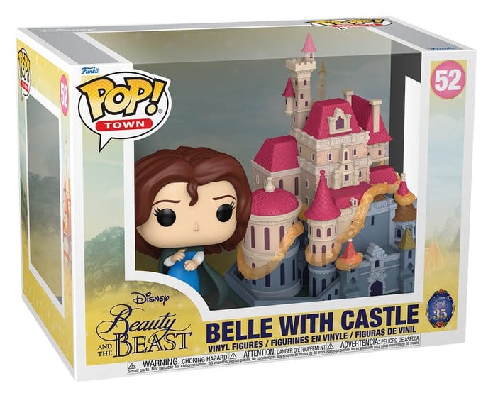 La Belle et la Bête POP! Town Vinyl figurines Belle with Castle 9 cm