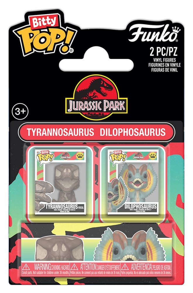 Jurassic Park pack 2 figurines Bitty POP! Vinyl Tyrannosaurus Fossil & Dilophosaurus 2 cm