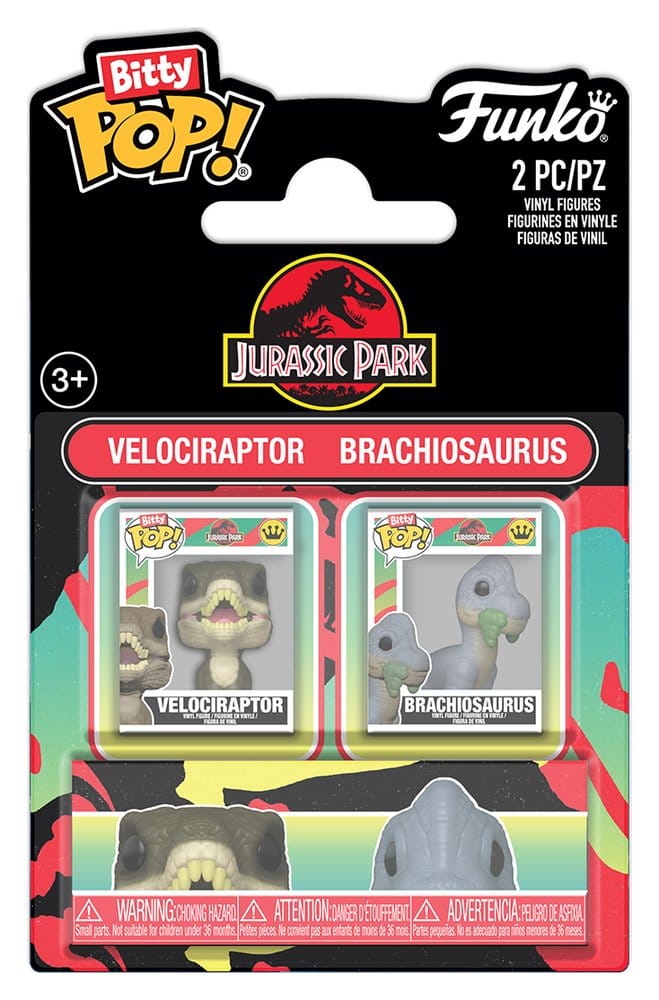 Jurassic Park pack 2 figurines Bitty POP! Vinyl Velociraptor & Brachiosaurus 2 cm