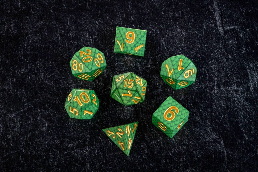 Dragon Storm pack dés Sharp Edge Silicone Green Dragon Scales (7)