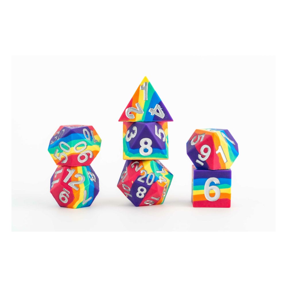 FanRoll pack dés Sharp Edge Silicone Rainbow (7)