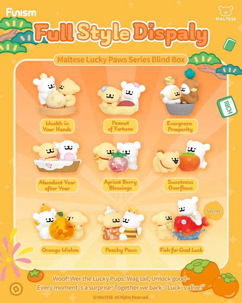 Maltese Blind Box présentoir mini-figurines Lucky  Paws Series (8)