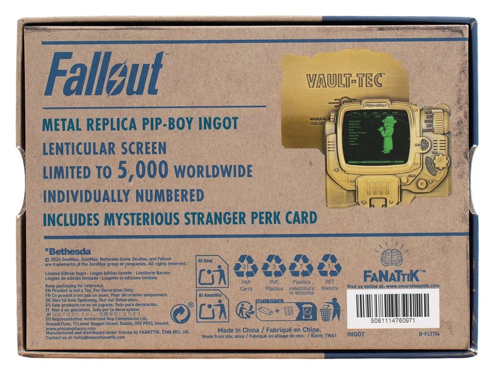 Fallout Lingot Pip-Boy Limited Edition Lenticular Mysterious Stranger Variant