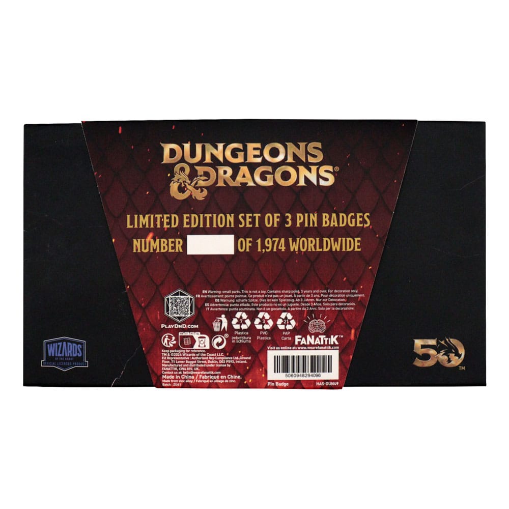 Dungeons & Dragons set 3 pin's 50th Anniversary